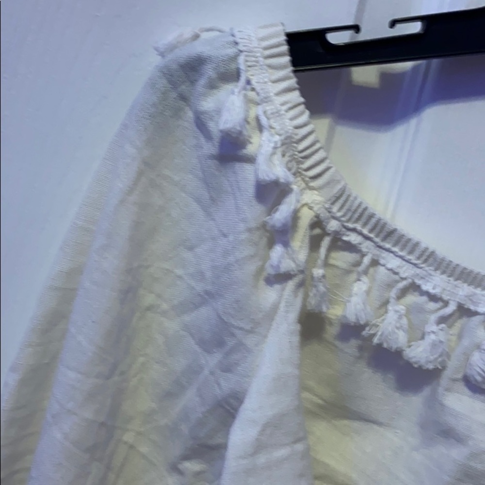 NWOT Shein Bell Sleeve Tassel Trim Crop Top - Picture 3 of 6